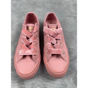 Converse All Star Big Eyelets Leather Velvet Laces Pink Gold Women Size 6